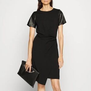 DKNY NWOT Faux Wrap Crew Neck Dress SZ S